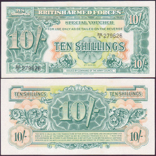 1948 British Armed Forces 10 Shillings (Unc) L000715